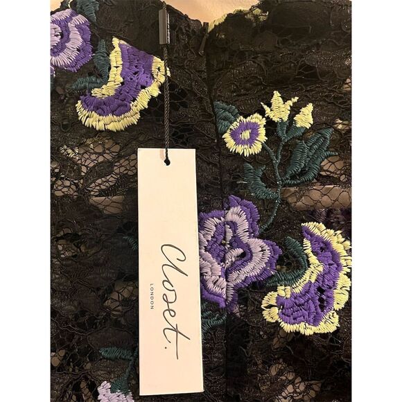 Closet London Women's Floral Lace High Neck Blouse Size 6 Steampunk Romantic - Picture 7 of 11